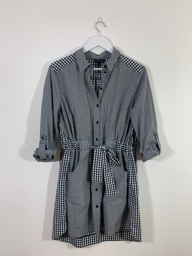 Gingham Dress with Tie Belt (Size 14)