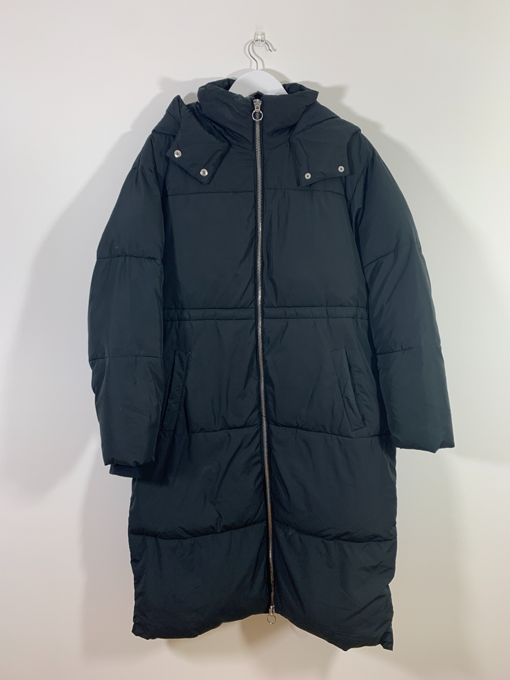 Black Longline Puffer Jacket (Size 16)