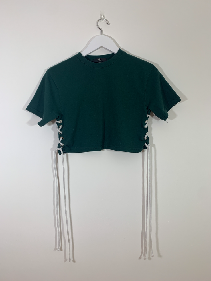 Green Tie Crop Top (Size 8)