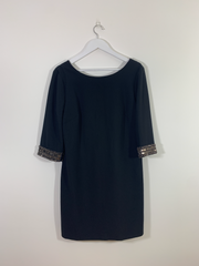Black Dress with Embellished Cuffs (Size 14)