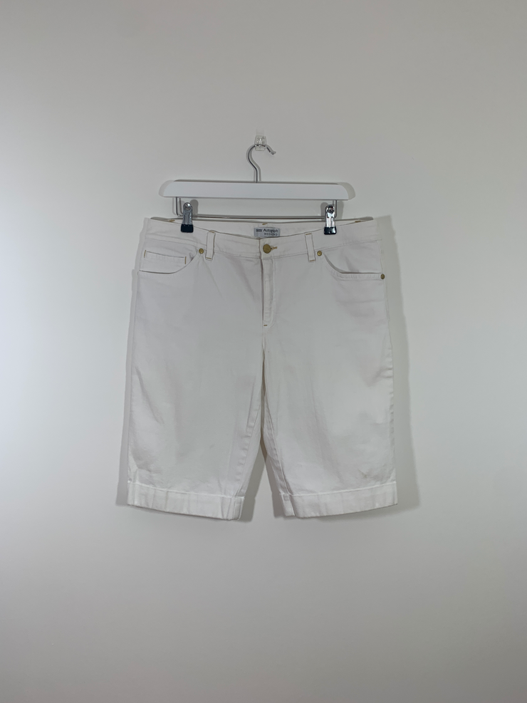 White Knee Length Denim Shorts (Size 16)