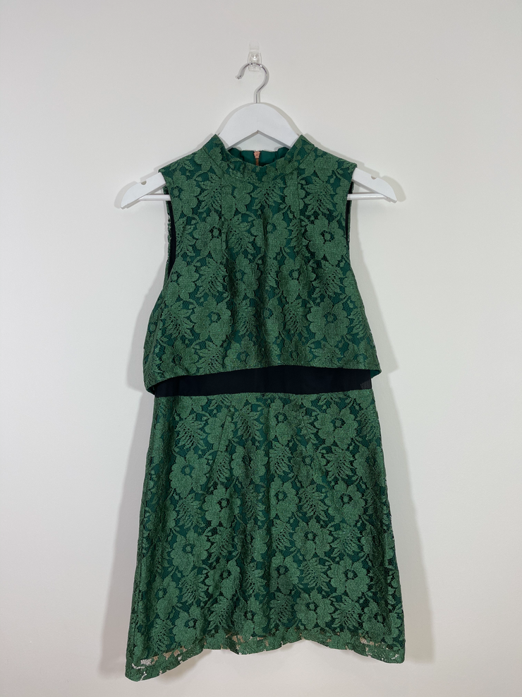 Green Floral Lace Dress (Size 12)