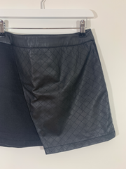 Black Denim and Leather Skirt (Size 12)