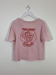 Pink Waffle Print V Neck T-Shirt (Medium)
