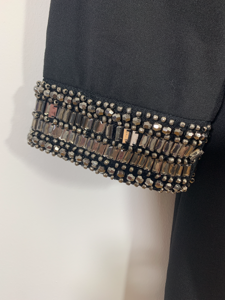 Black Dress with Embellished Cuffs (Size 14)