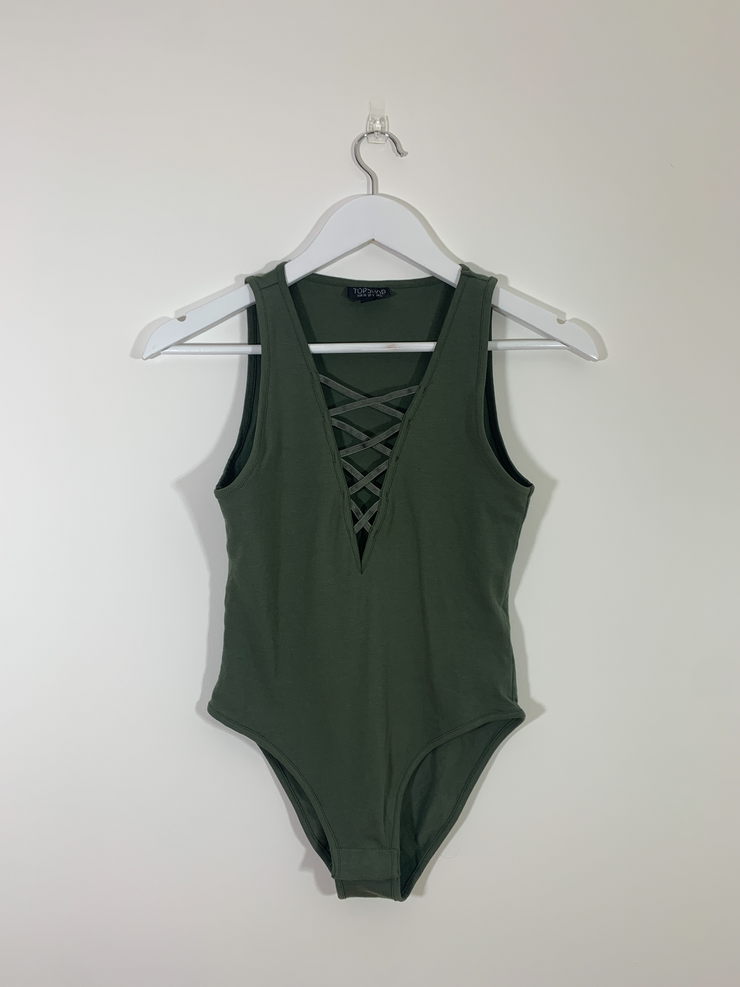 Green Lace Up Bodysuit (Size 8)