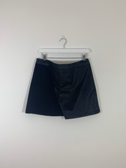 Black Denim and Leather Skirt (Size 12)