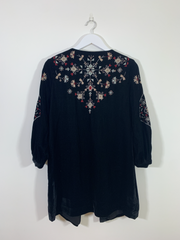 Black Velvet Patterned Kimono (Medium)