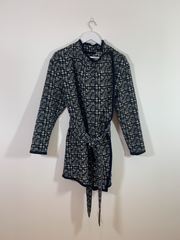 Dogtooth Coat with Tie Belt (Size 14)