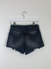 Black Hot Pant Denim Shorts with Gems (Size 6)