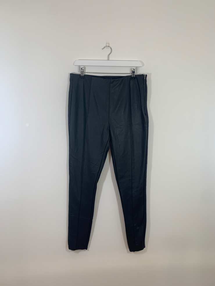Black Faux Leather Leggings (Size 16)