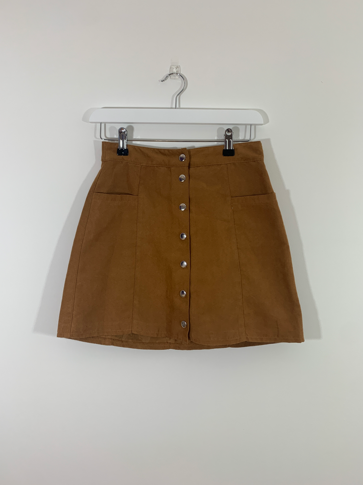 Tan Suede Mini Skirt (Size 8)
