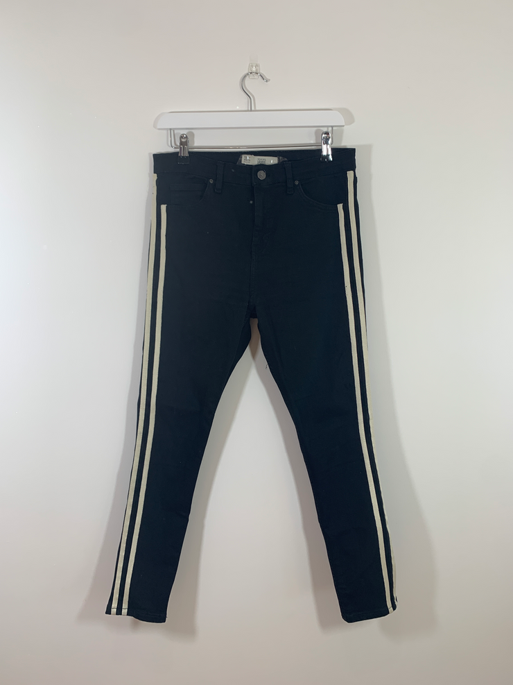 Black Skinny Jeans with Cream Stripe (W32L30)