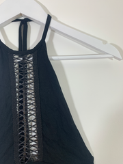 Black Bodysuit with Criss Cross Detailing (Size 8)