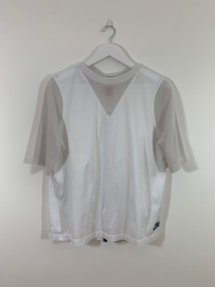 White Nike Top with Sheer Sleeves (Large)