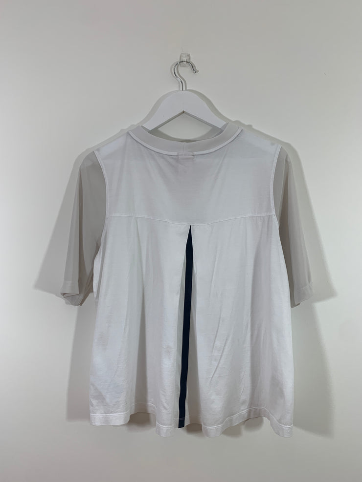 White Nike Top with Sheer Sleeves (Large)