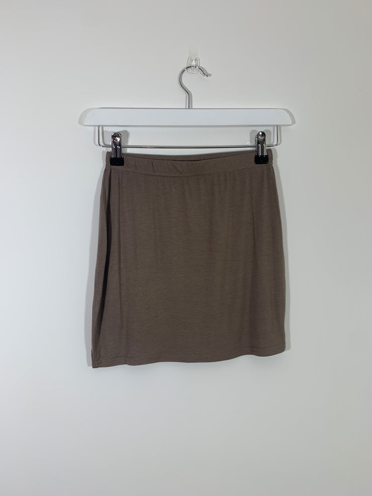 Light Brown Jersey Mini Skirt (Size 6)