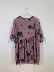 Pink Midi Length Flower Dress (Size 14)