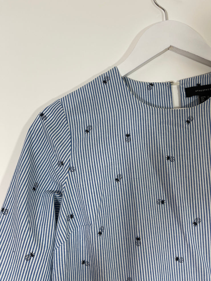 Stripe Pineapple Print Dress (Size 12)