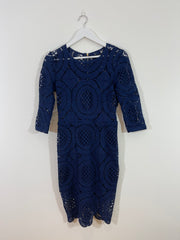 Blue Lace Midi Dress (Size 8)