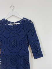 Blue Lace Midi Dress (Size 8)