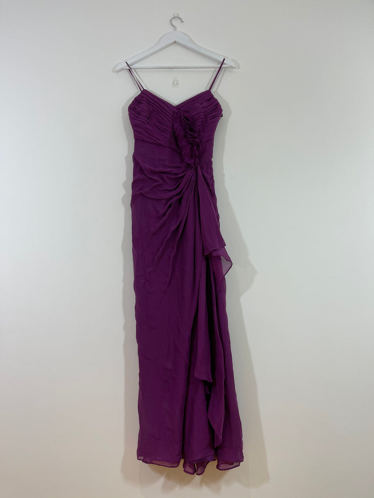 Purple Maxi Ruffle Dress (Size 6)