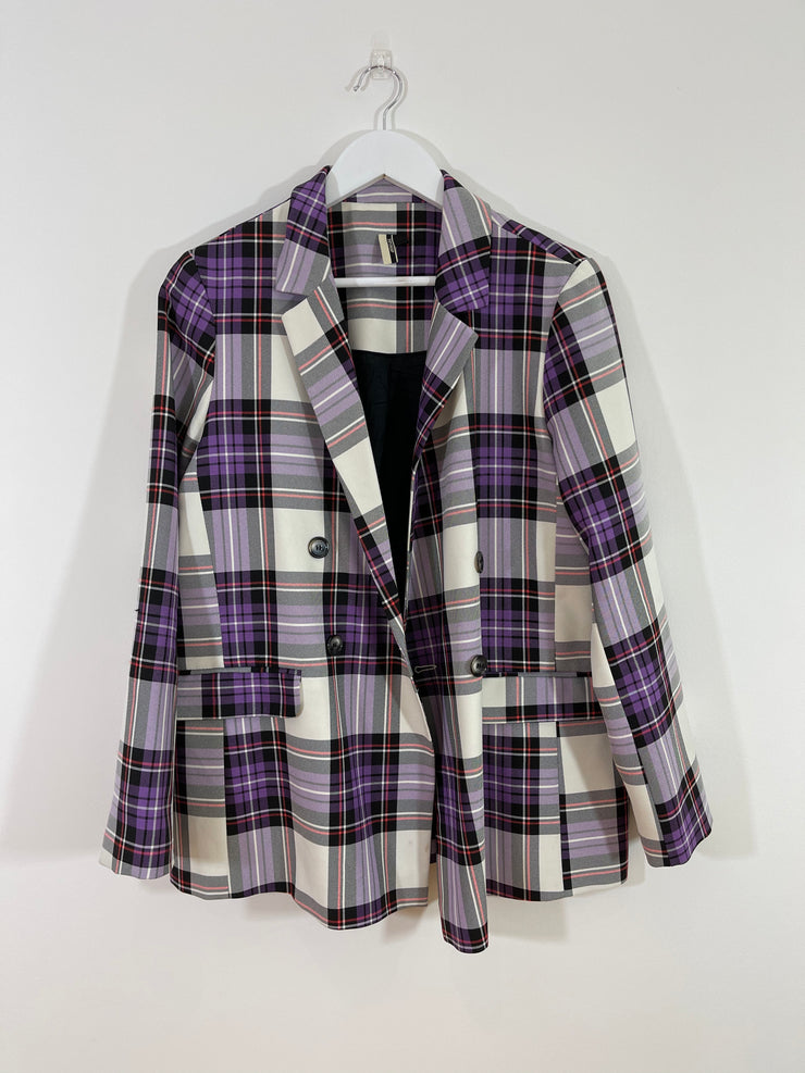 Purple Check Blazer (Size 14)