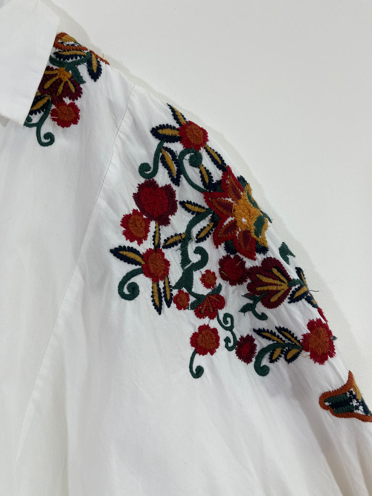 White Shirt with Floral Print (Large)