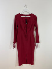 Red Polka Dot Midi Dress (Size 8)