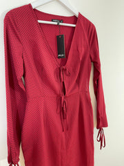 Red Polka Dot Midi Dress (Size 8)