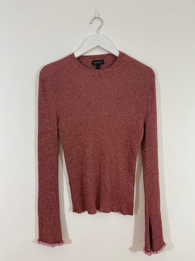 Rust Long Sleeve Ribbed Top (Size 16)