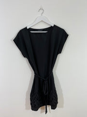 Black Tie Criss Cross Blouse (Size 14)