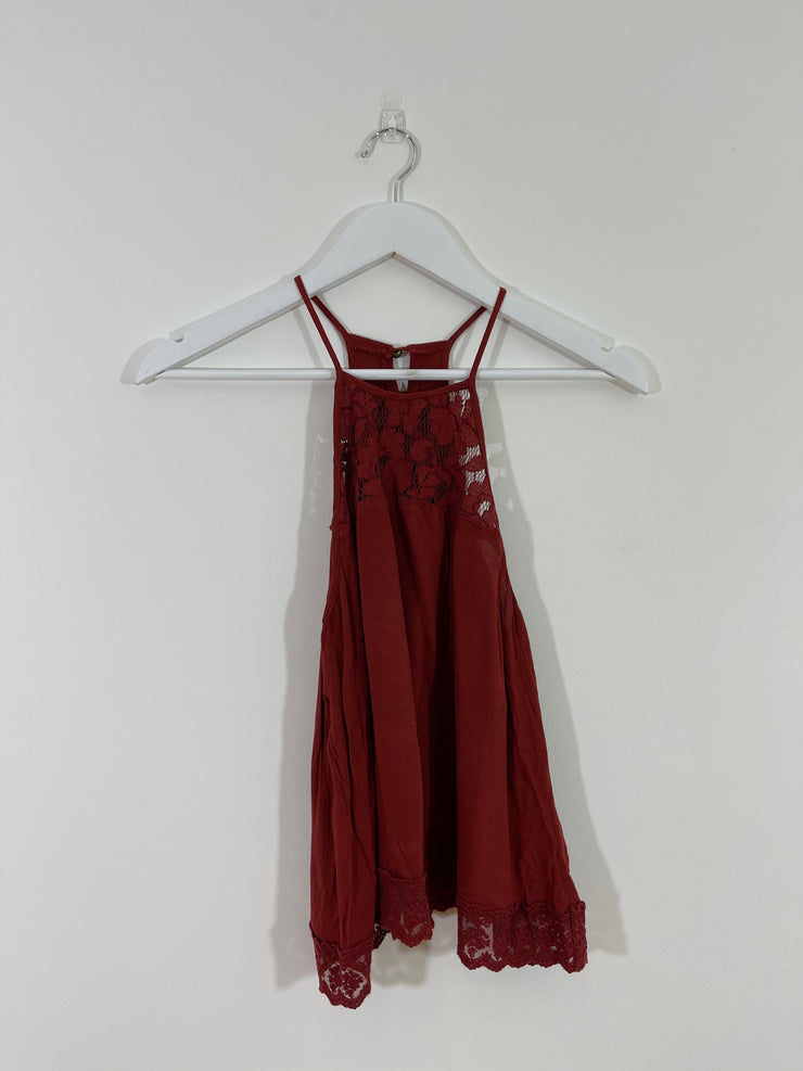 Rust Lacey Strappy Crop Top (Small)