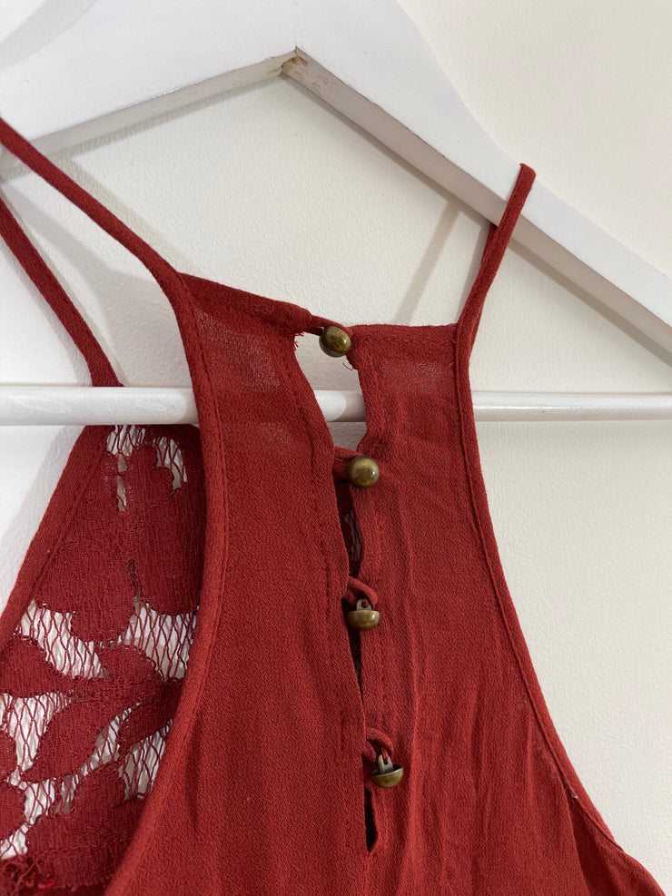 Rust Lacey Strappy Crop Top (Small)