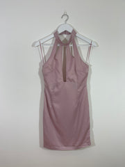 Pink Faux Satin Choker Dress (Multiple Sizes)
