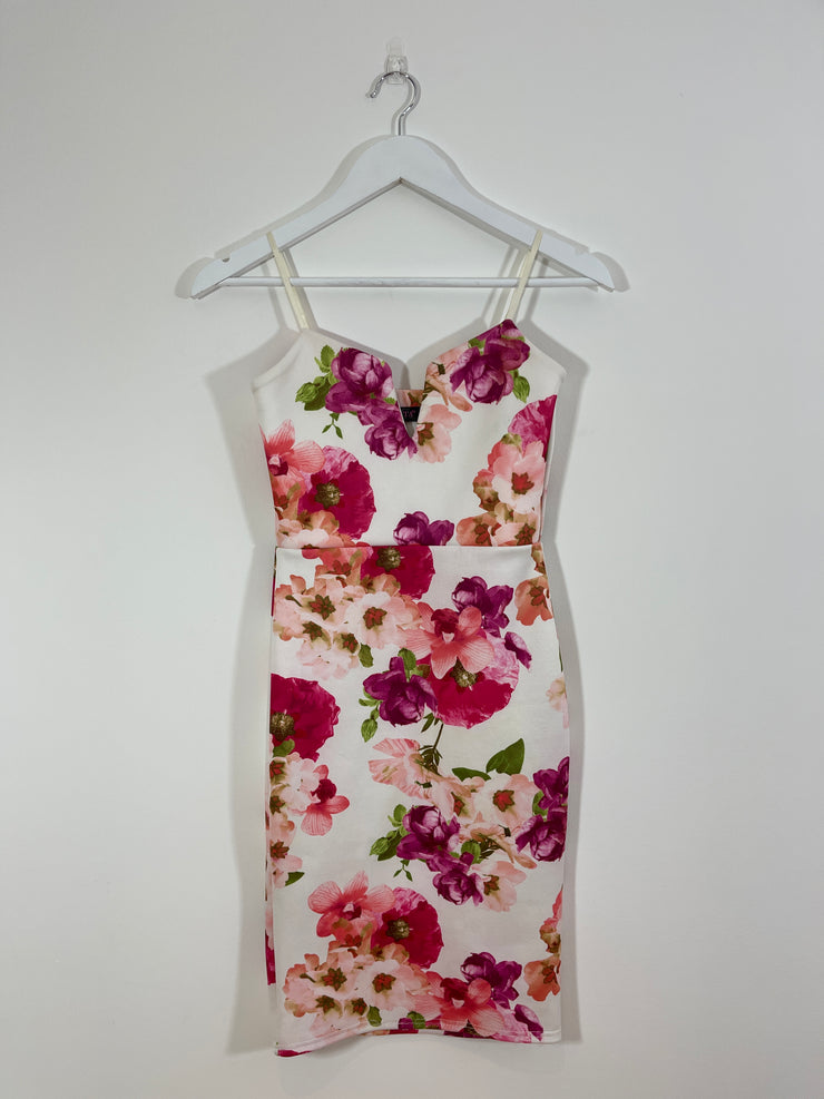 Pink Floral Dress (Size 8)