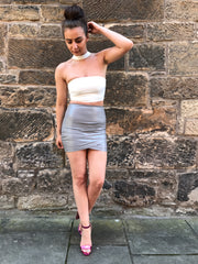 Grey Faux Leather Skirt (Multiple Sizes)