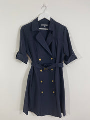 Navy Belted Button Dress (Size 12)
