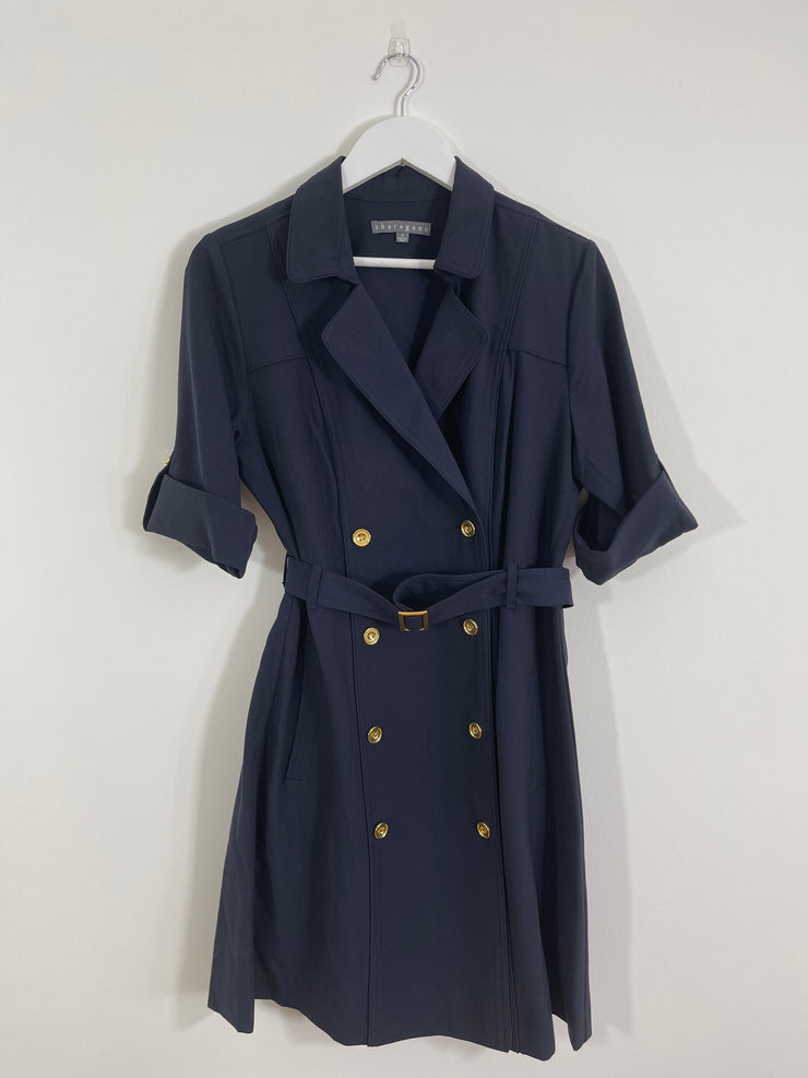 Navy Belted Button Dress (Size 12)