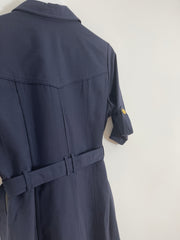 Navy Belted Button Dress (Size 12)
