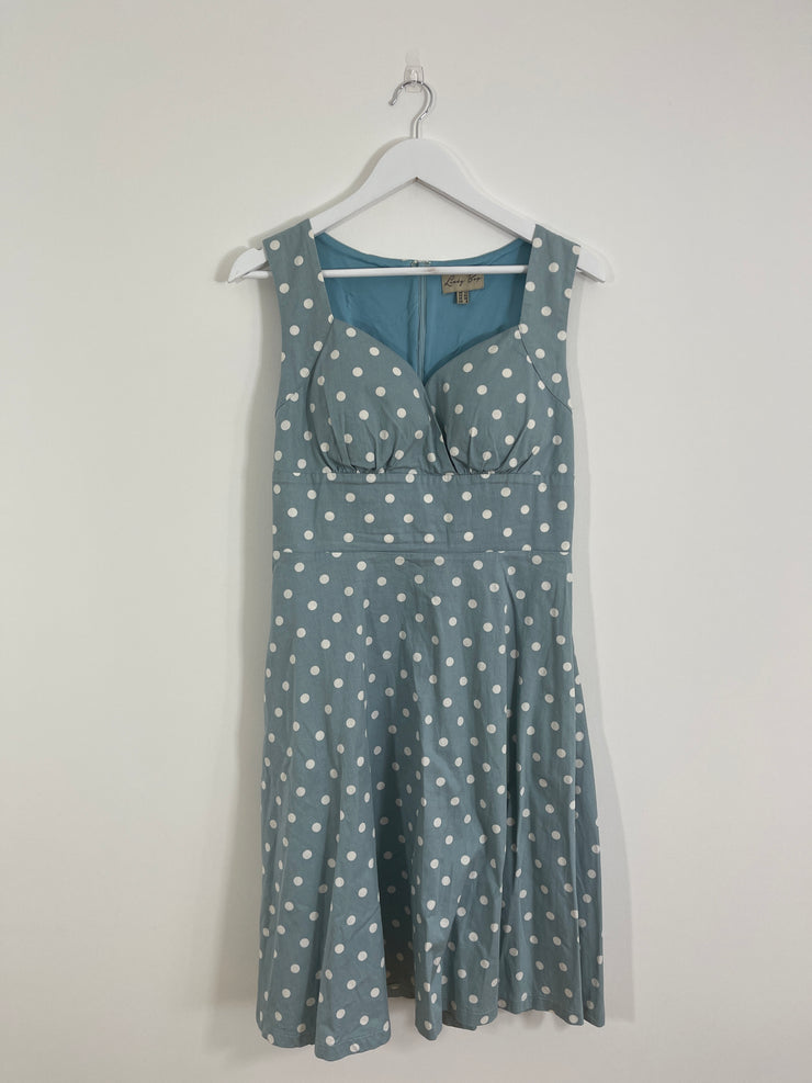 Lindy Bop Blue Spotty Dress (Size 12)