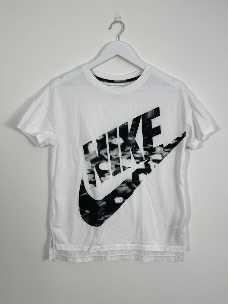 Nike White Top with Floral Print (Medium)
