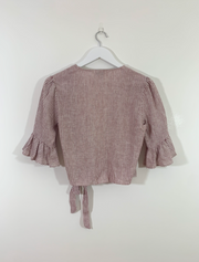 Red Stripe Tie Crop Top (Size 8)