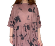 Pink Midi Length Flower Dress (Size 14)