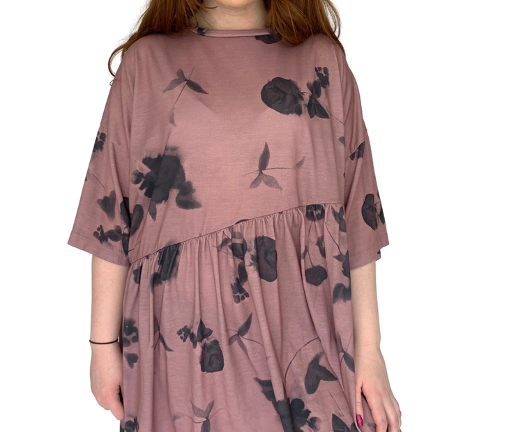 Pink Midi Length Flower Dress (Size 14)