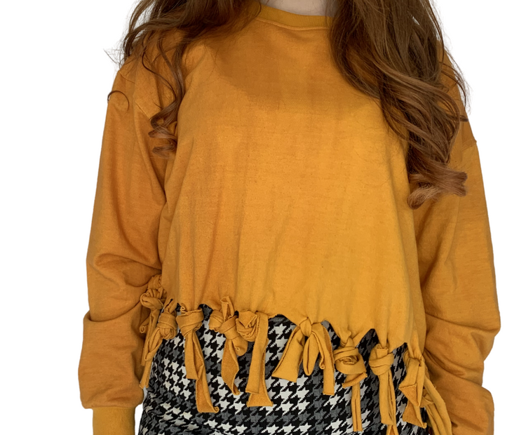 Mustard Tie Cropped Jumper (Size 14)