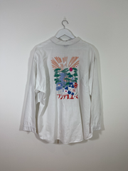White Oriental Print Shirt (Size 14)