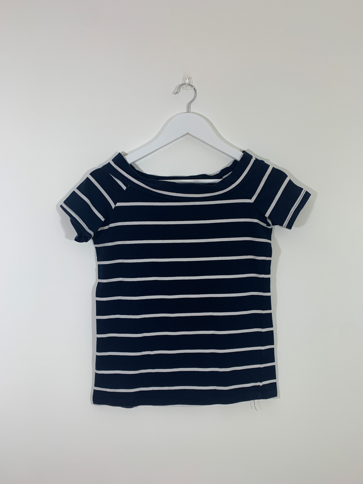 Blue Stripe Bardot T Shirt (Size 14)