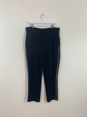 Black Tapered Trousers with White Stripe (Size 14)