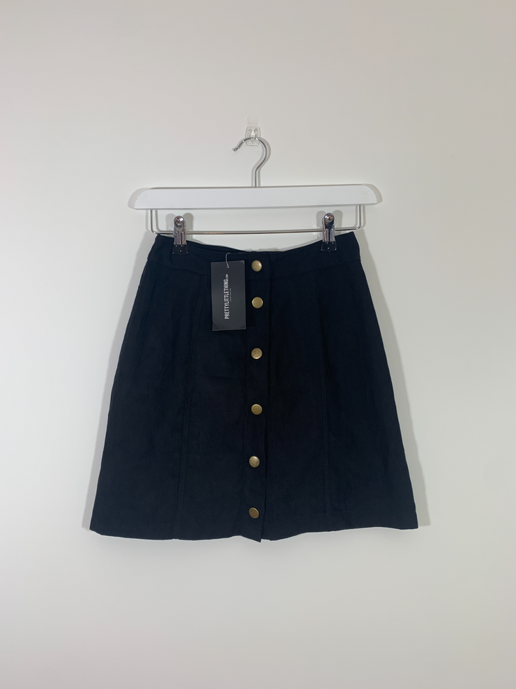 Black Faux Suede Mini Skirt (Size 6)